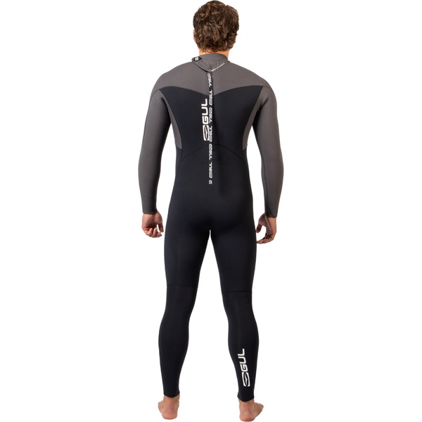 2026 Gul Mens Yulex Flexor 5/4mm Back Zip Wetsuit FX1218-BKGY - Black / Grey
